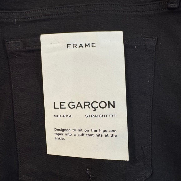 NWT FRAME Le Garçon Mid Rise Straight Fit Black Distressed Jeans Size 34 - Picture 3 of 10